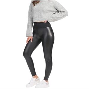 SPANX ASSETS Faux Leather Leggings Pull On XL Extra Large Black Red Hot
